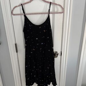 Chic Black Dress with Butterfly Pattern